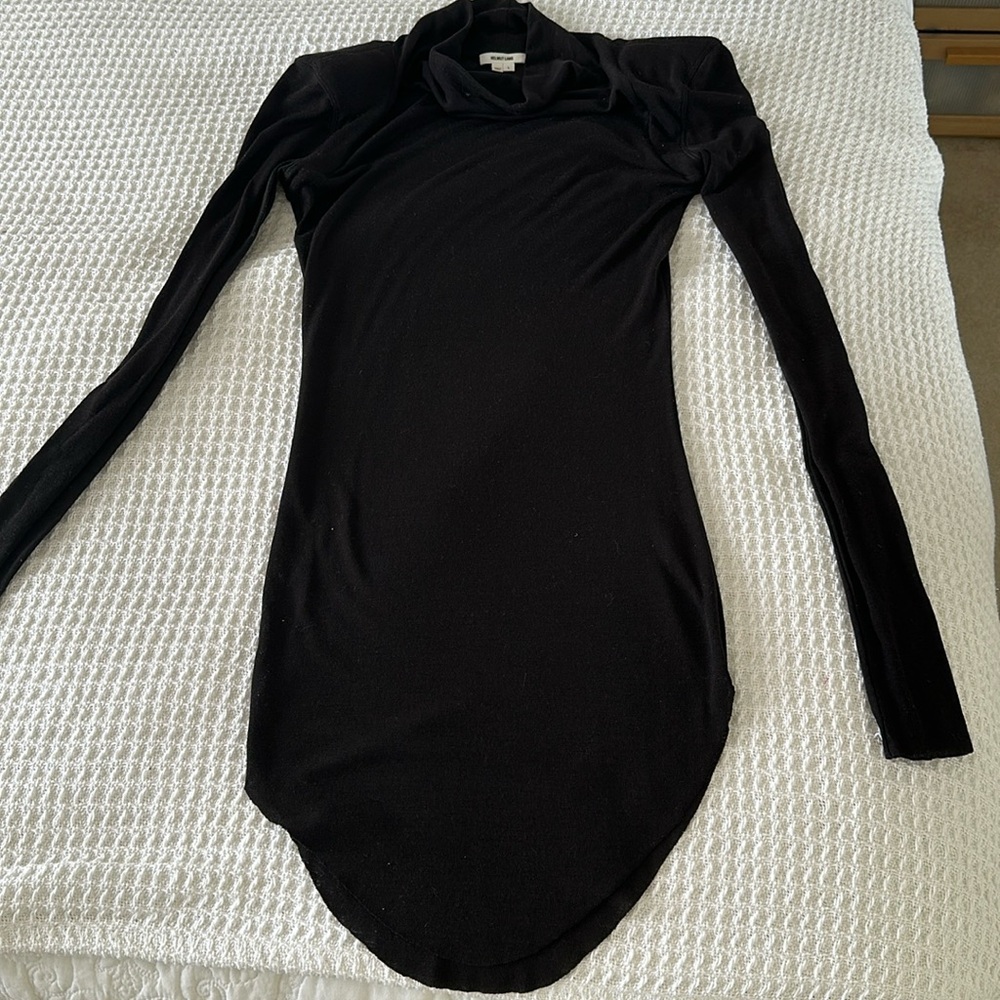 Helmut Lang Black Wool Turtleneck Shirtsleeve Dress Size L